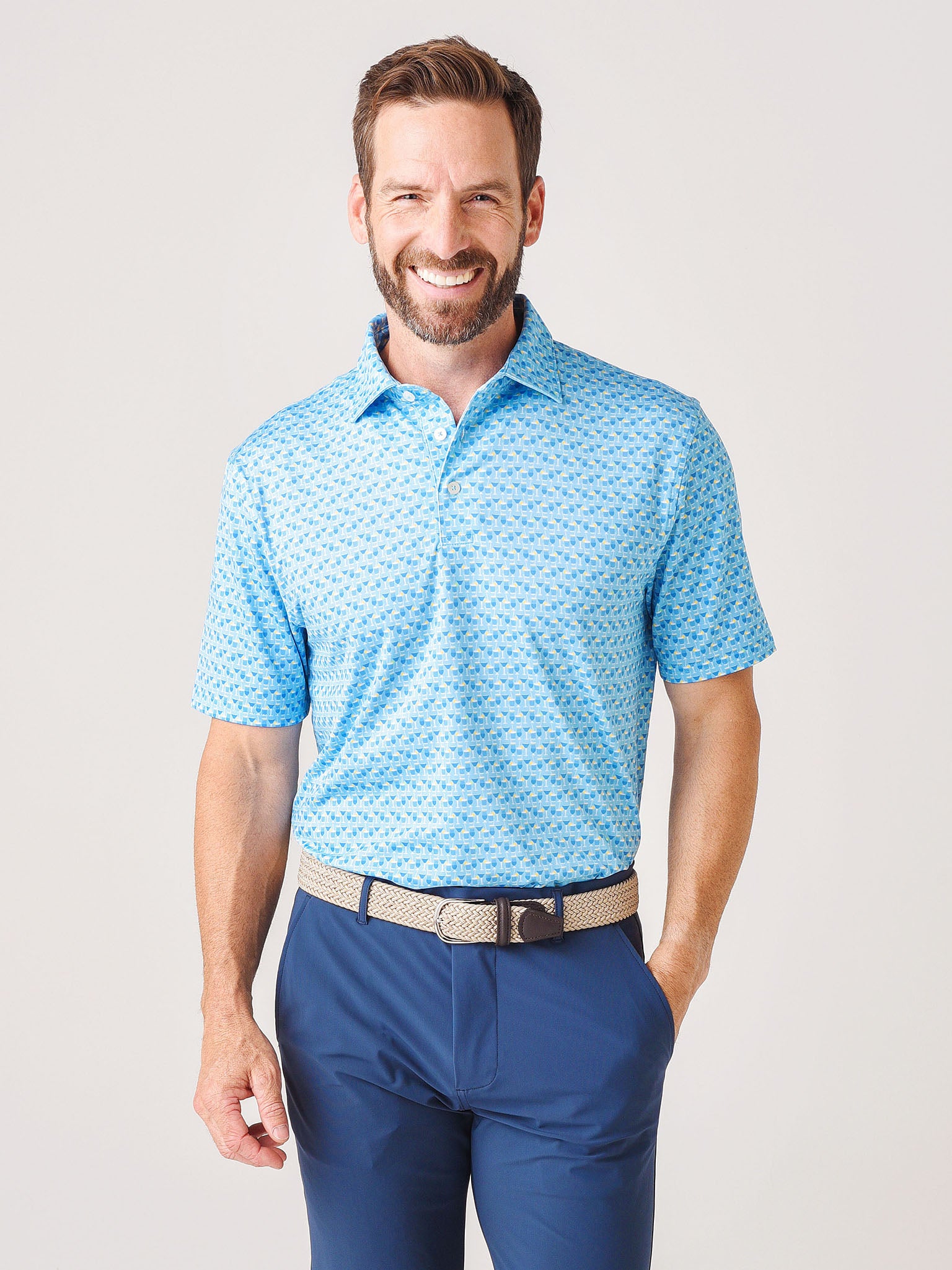 Southern Tide Men's Driver Drink Of The Day Performance Polo Shirt - Saint Bernard