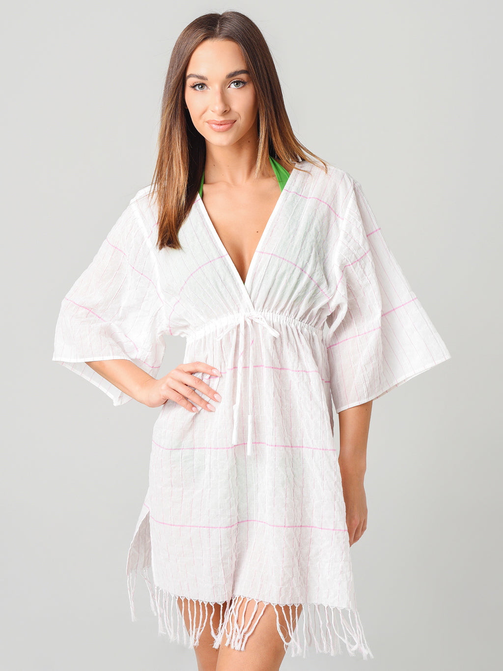 Tory Burch Women's Striped Short Caftan Tunic Cover-Up - Saint Bernard