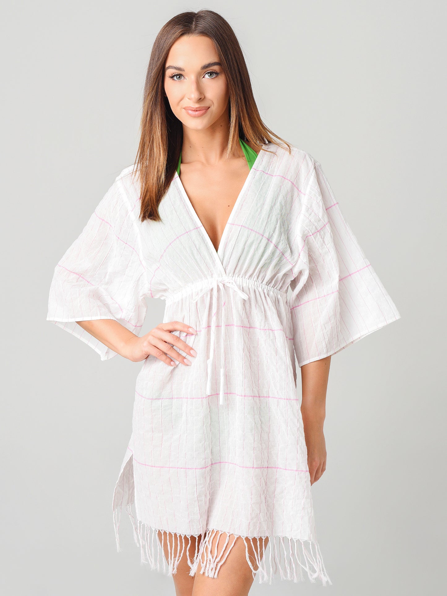 Tory Burch Women's Striped Short Caftan Tunic Cover-Up - Saint Bernard