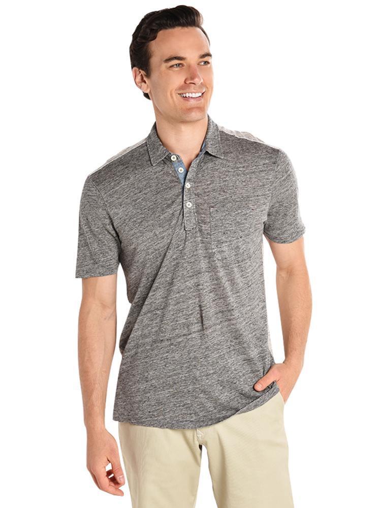 True Grit Lux Yarn Dye Linen Knit Polo - Saint Bernard