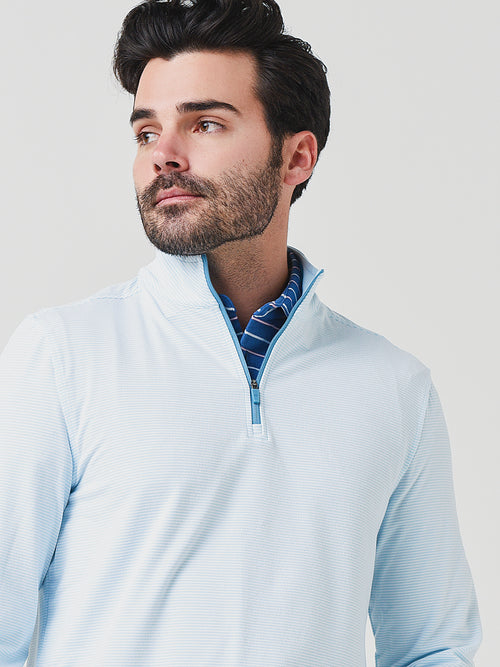 Southern Tide Men's Cruiser Heather Micro Striped Performance Quarter-Zip Pullover
