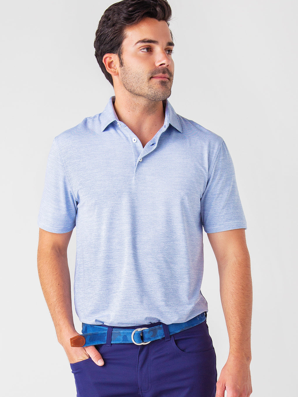 Southern Tide Men's Driver Spacedye Performance Polo - Saint Bernard