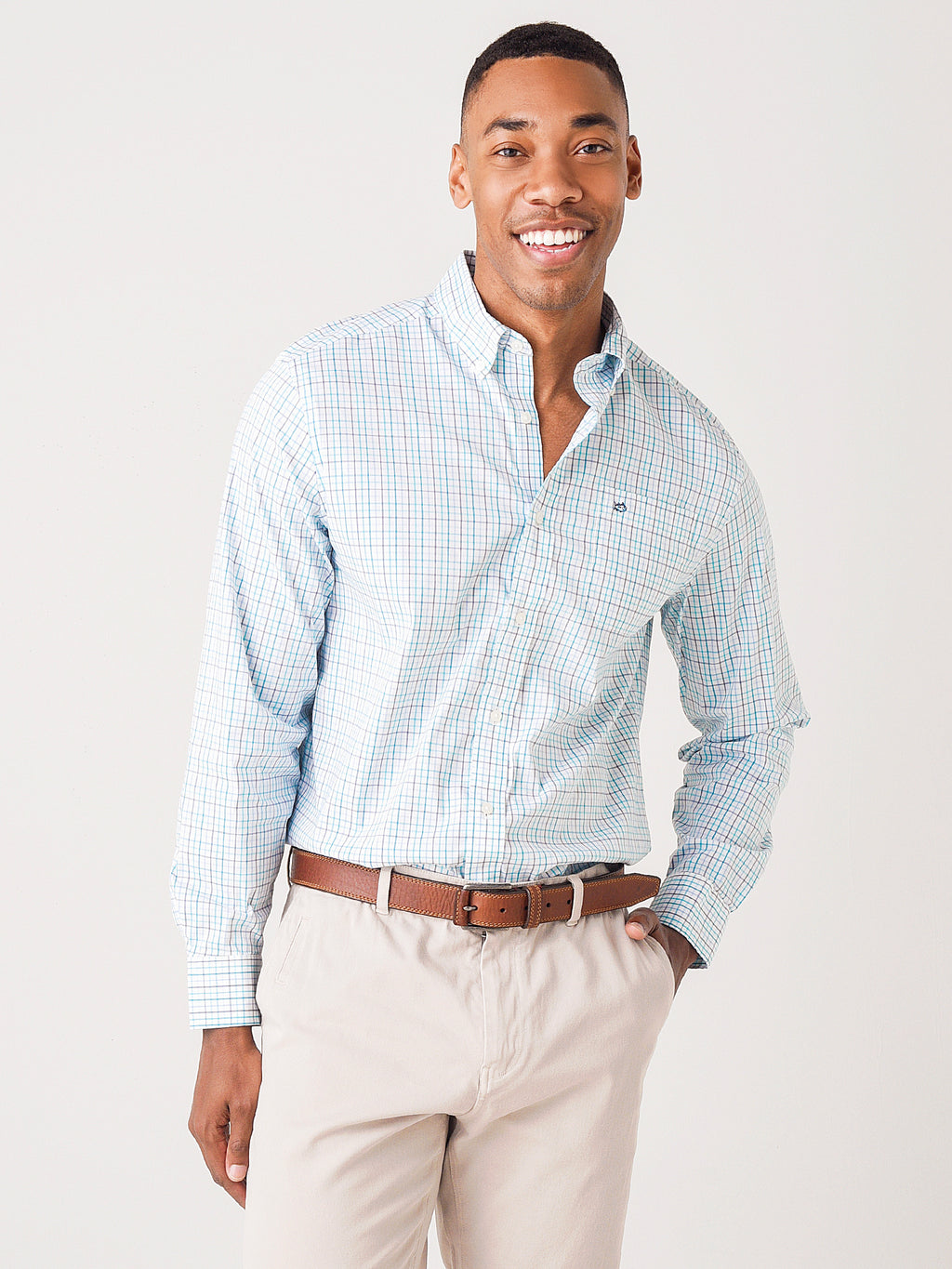Southern Tide Men's Pipa Tattersall Coastal Passage Sport Shirt - Saint Bernard