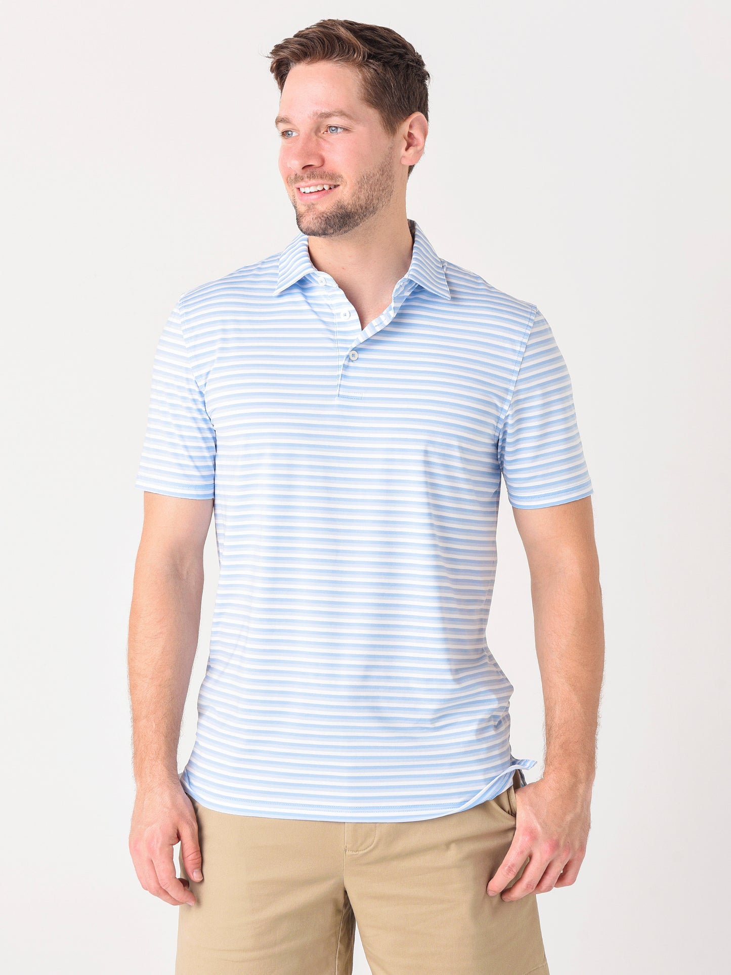 Southern tide Men's Waypoint Stripe Brrr®-eeze Performance Polo Shirt - Saint Bernard