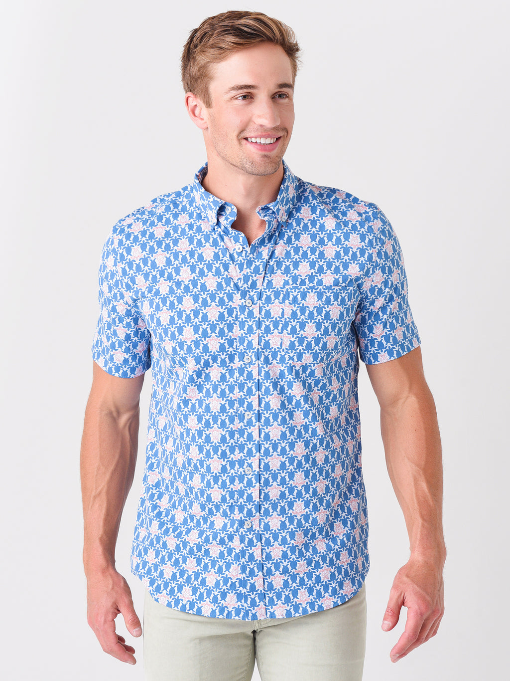Southern Tide Men's Turtle Intercoastal Short Sleeve Button-Down Shirt - Saint Bernard