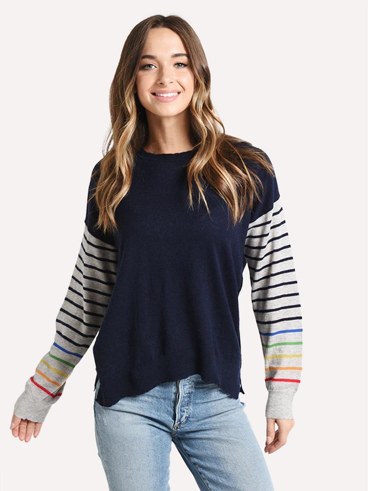 Sundry Multistripes Crew Neck Sweater - Saint Bernard