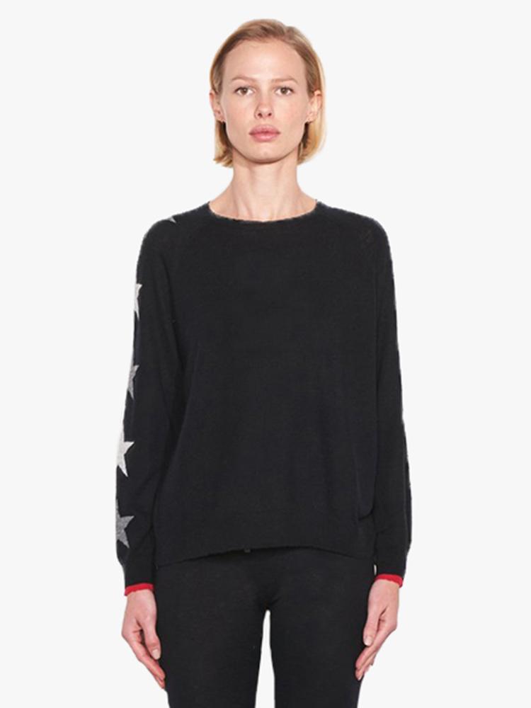 Sundry Women’s Stars and Heart Crew Neck Sweater - Saint Bernard