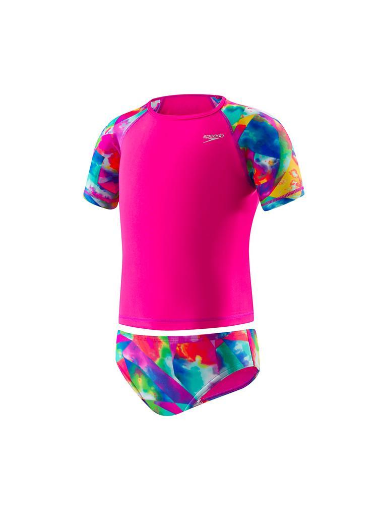 Speedo Girls' Printed 2 Piece Rashgaurd - Saint Bernard