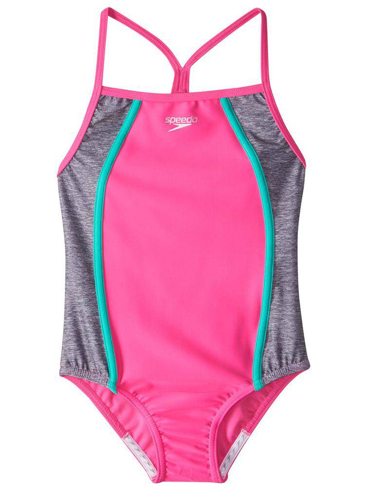 Speedo Girls' Heather Thin Strap One Piece - Saint Bernard