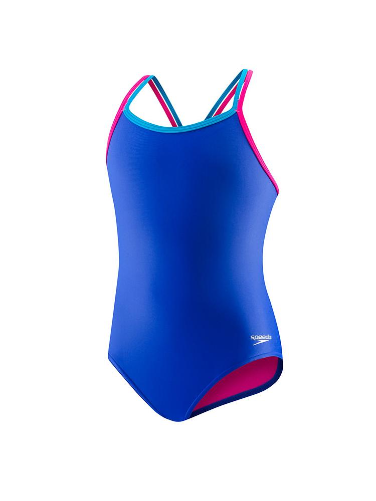 Speedo Girls' Criss Cross 1 Piece Swimsuit - Saint Bernard