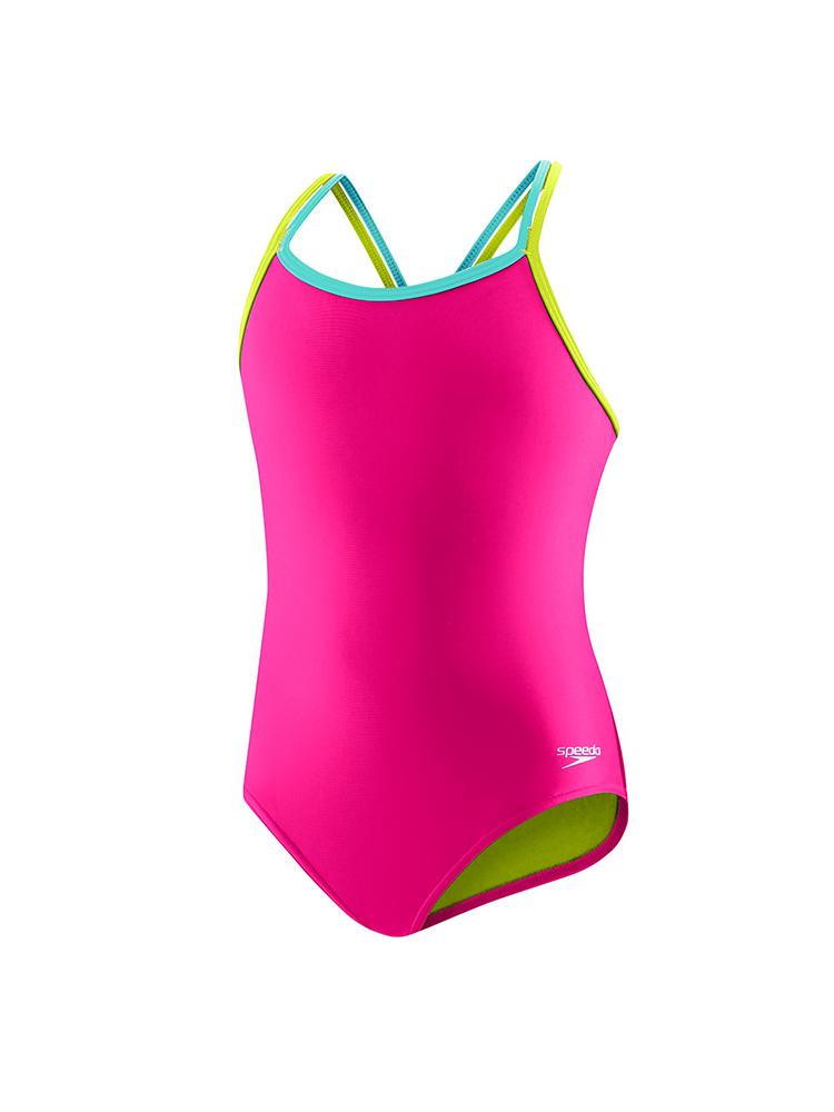Speedo Girls' Criss Cross 1 Piece Swimsuit - Saint Bernard