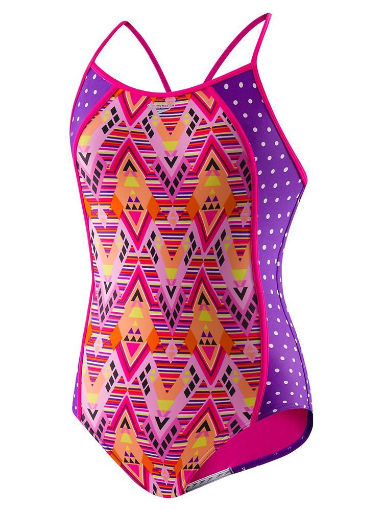 Speedo Girls' Diamond Geo Splice - Saint Bernard