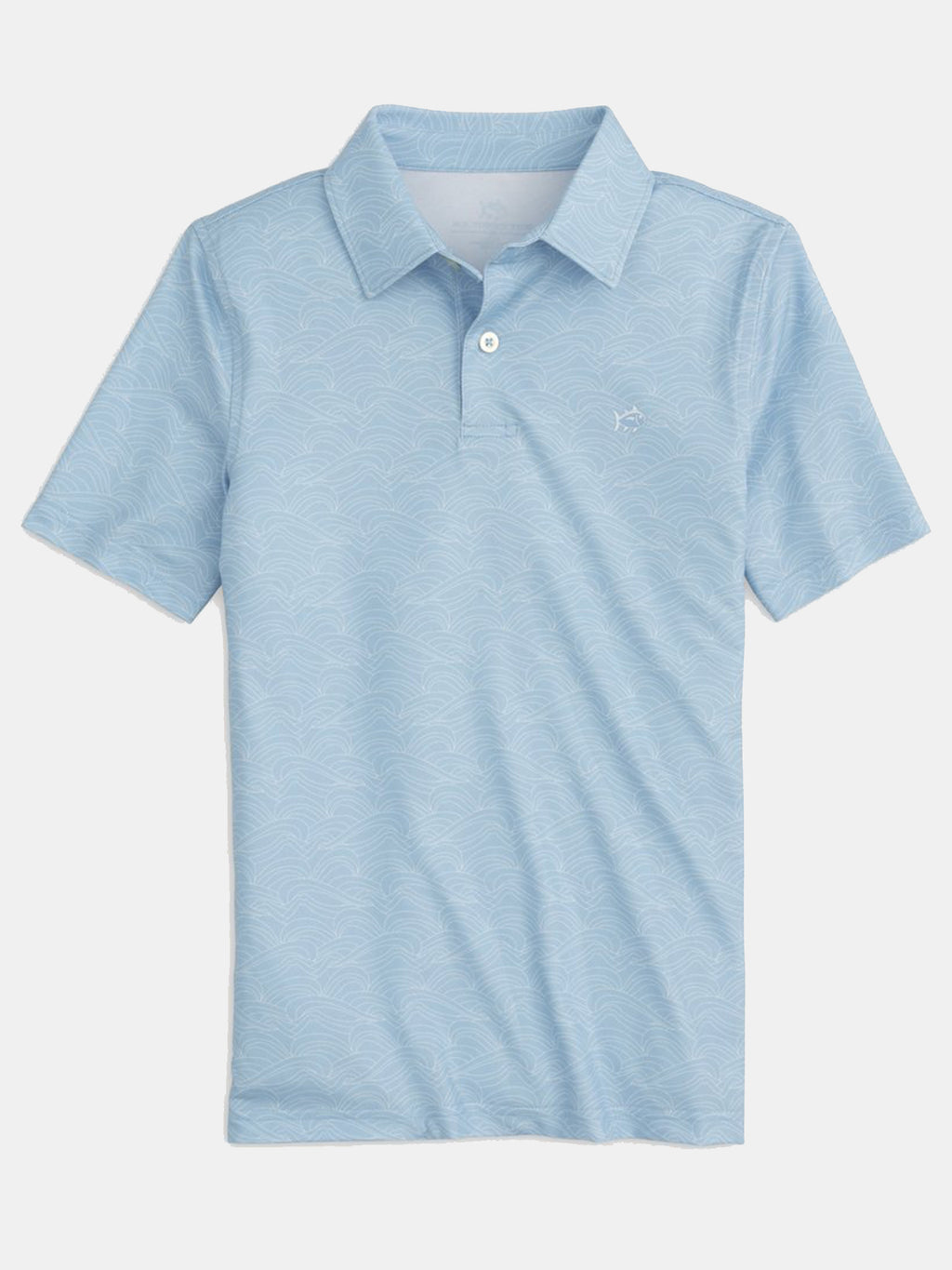 Southern Tide Boys’ Driver Wave Print Performance Polo Shirt - Saint Bernard