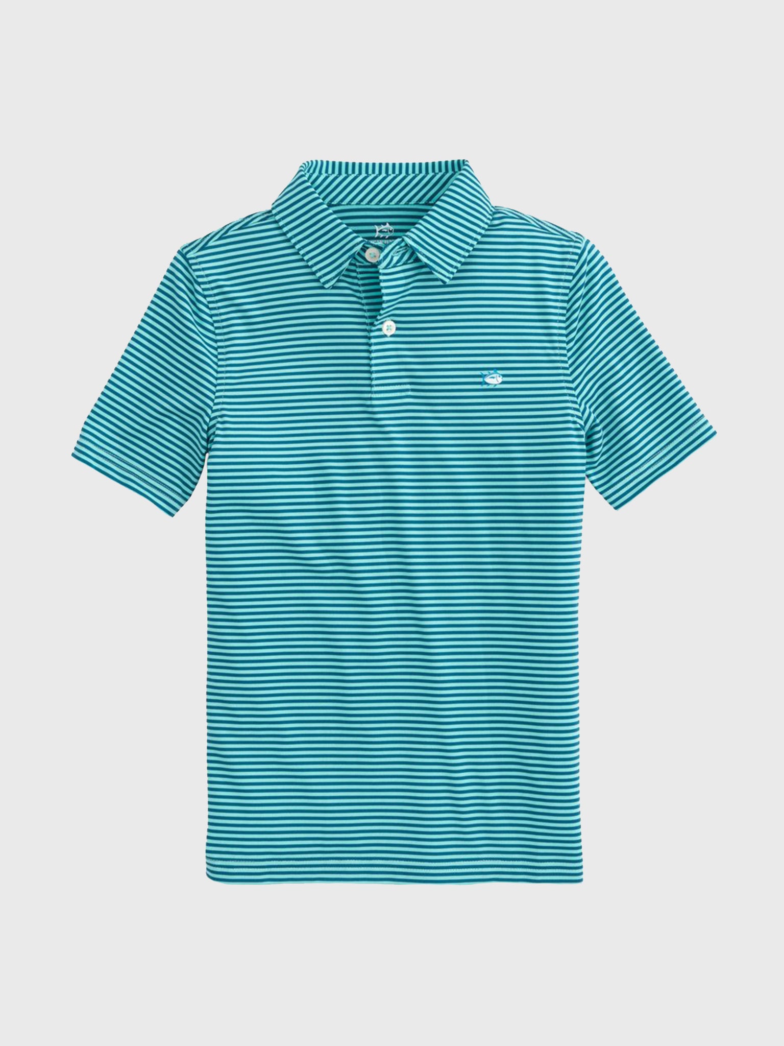 Southern Tide Boys' Driver Quetzal Striped Performance Polo Shirt - Saint Bernard