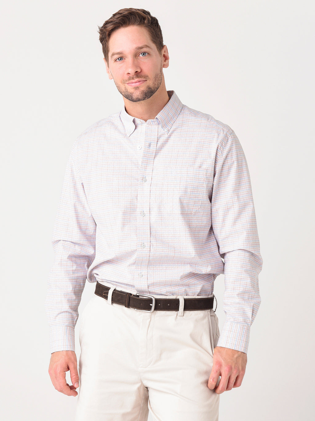 Southern Tide Men's Guarded Gingham Spacedye Button-Down Shirt - Saint Bernard