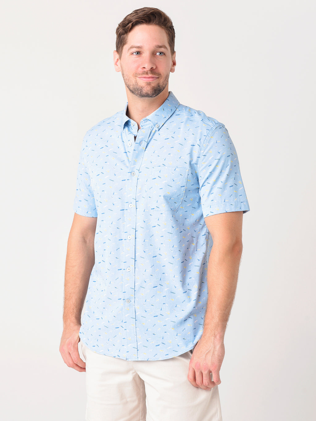 Southern Tide Men's Lure Intercoastal Short-Sleeve Button-Down Shirt - Saint Bernard