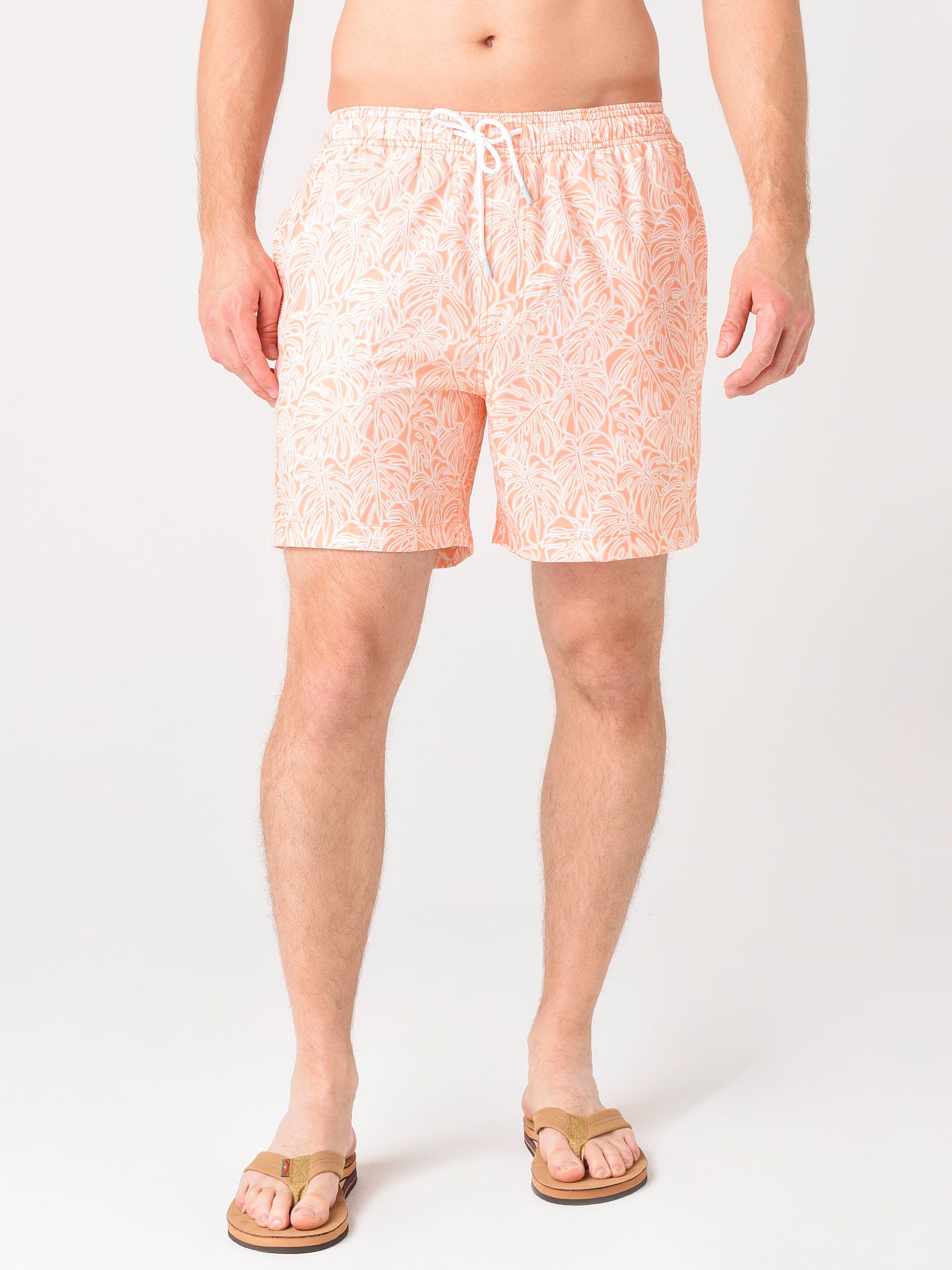 Southern Tide Men's Tonal Palm Print Swim Trunk - Saint Bernard