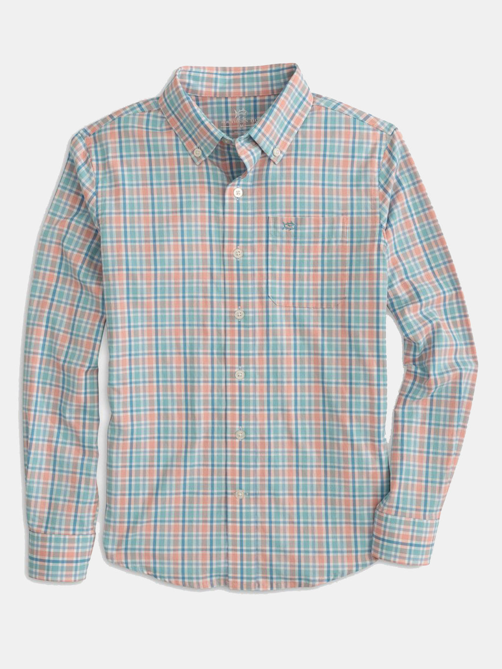 Southern Tide Boys’ End on End Check Intercoastal Button Down Shirt - Saint Bernard