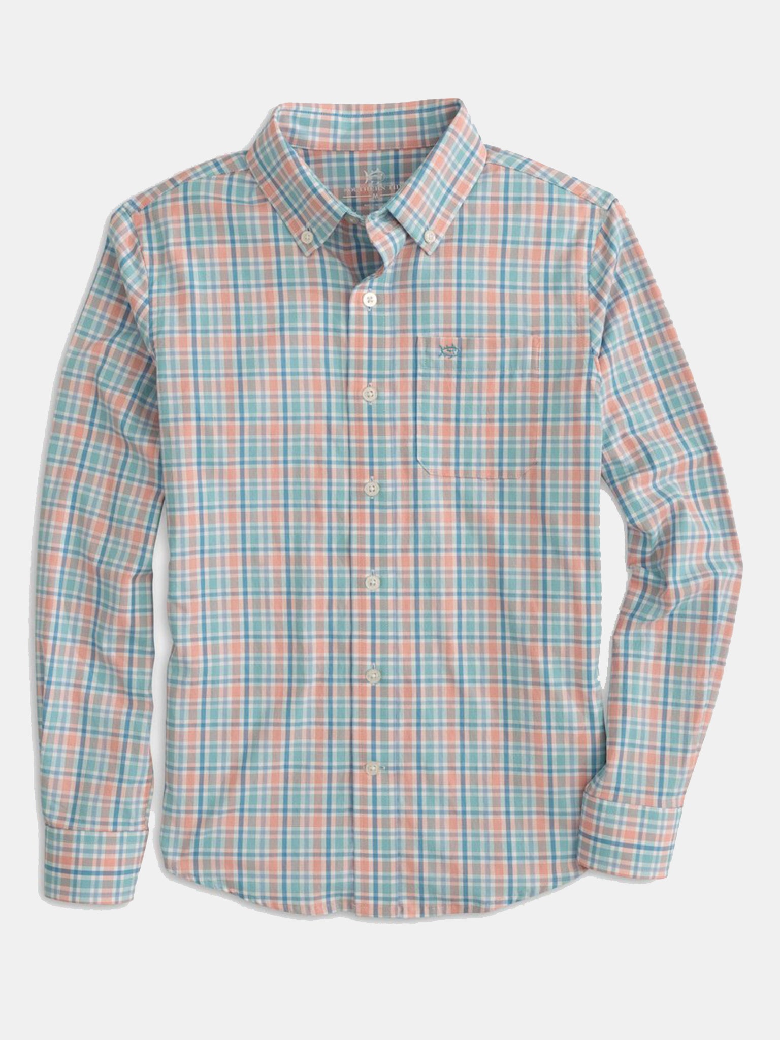 Southern Tide Boys’ End on End Check Intercoastal Button Down Shirt - Saint Bernard