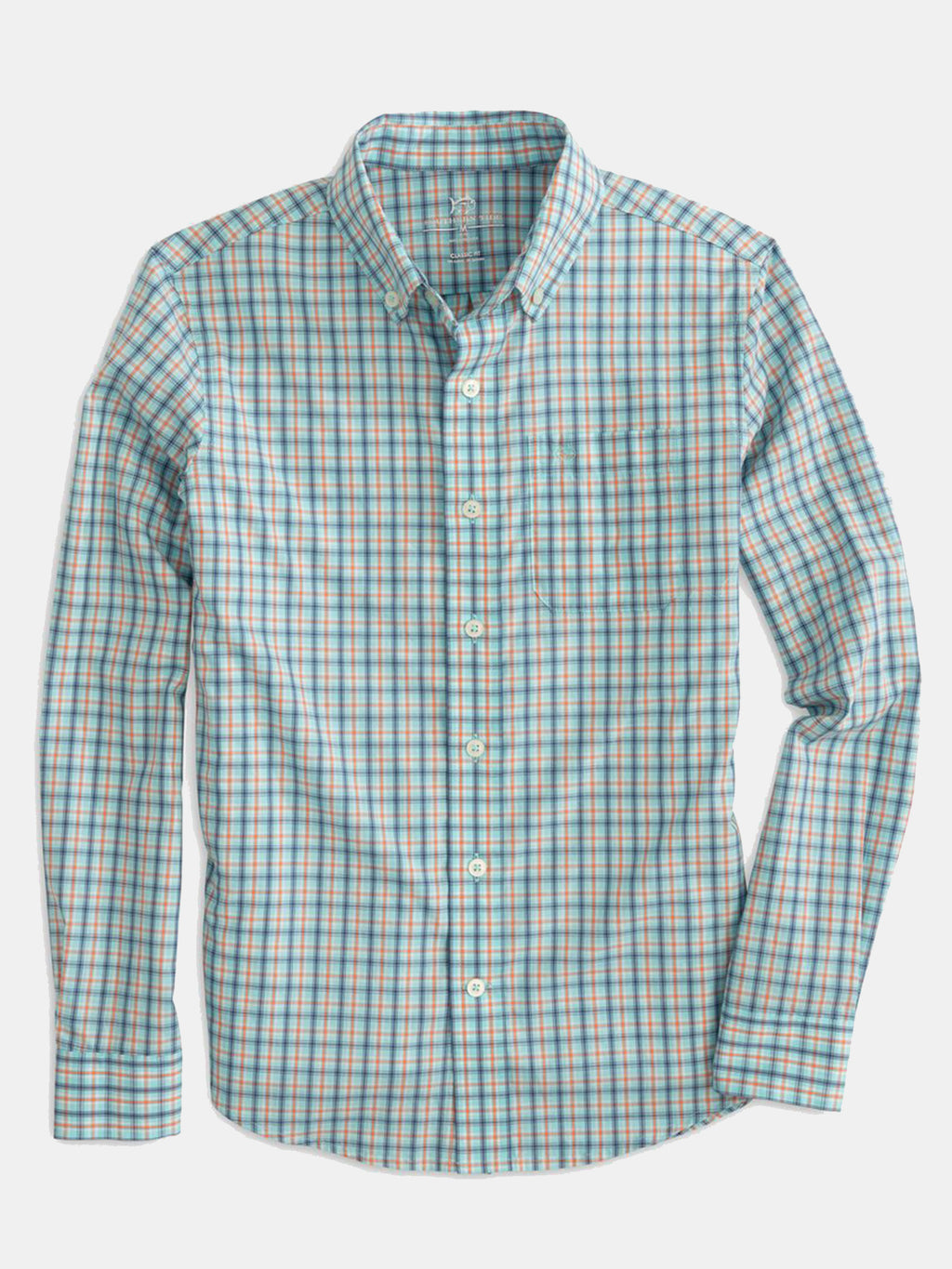 Southern Tide Boys’ Skipjack Minicheck Button Down Shirt - Saint Bernard