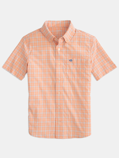 Southern Tide Boys’ Microcheck Intercoastal Short Sleeve Button Down Shirt
