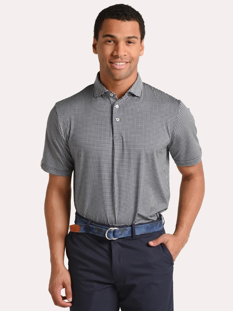 RLX Check Print Airflow Short Sleeve Comfort Stretch Atheltic Fit M3 Polo - Saint Bernard