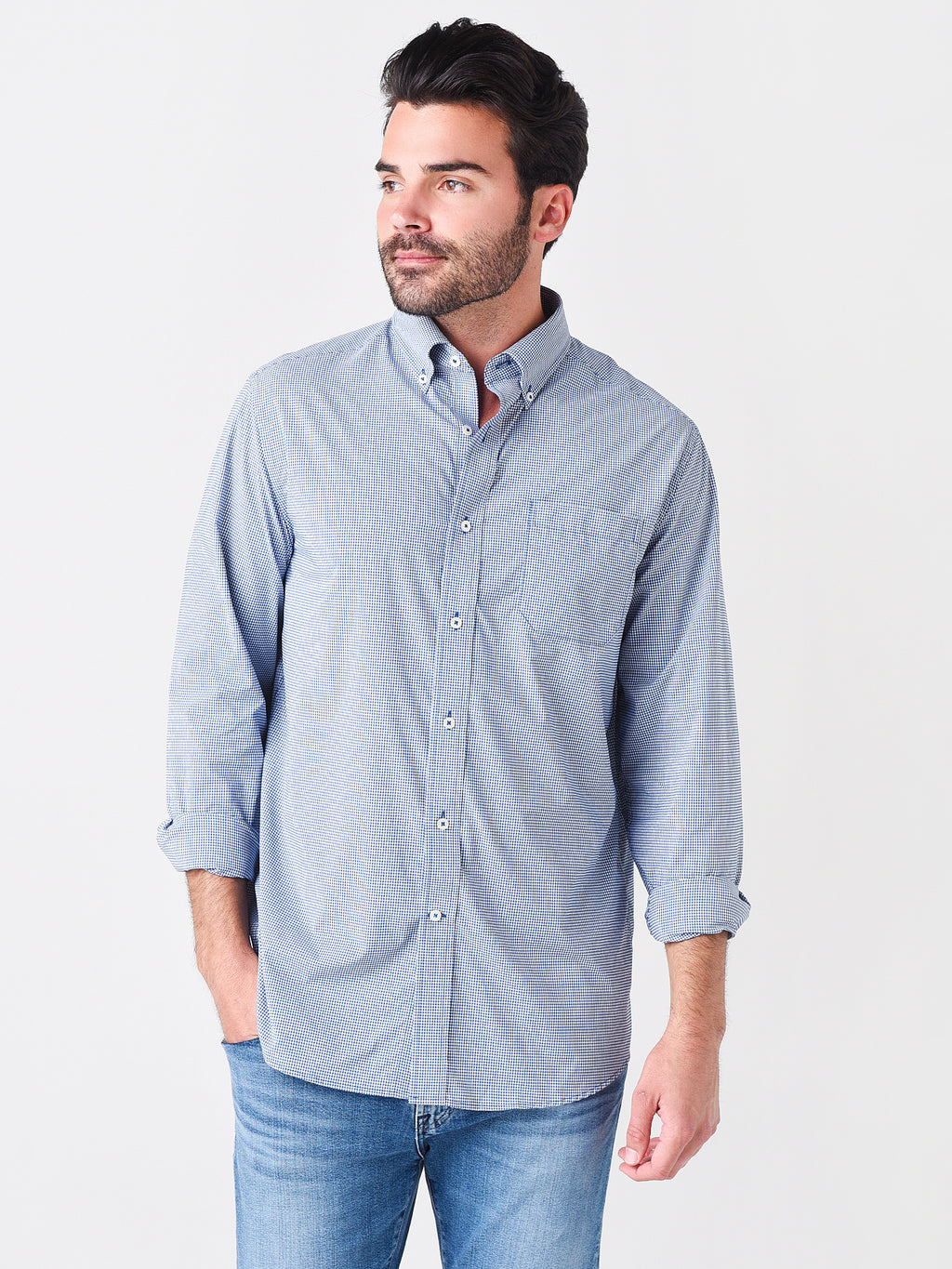 Southern Tide Men's Micro Gingham Brrr® Intercoastal Sport Shirt - Saint Bernard