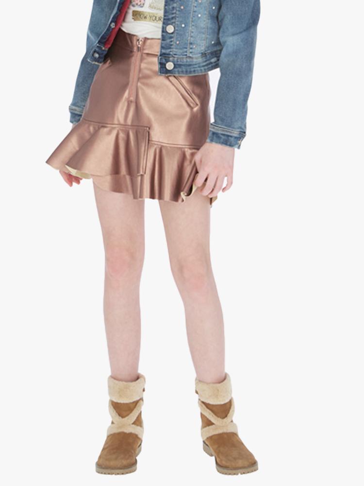 Mayoral Girls Leatherette Ruffled Skirt - Saint Bernard