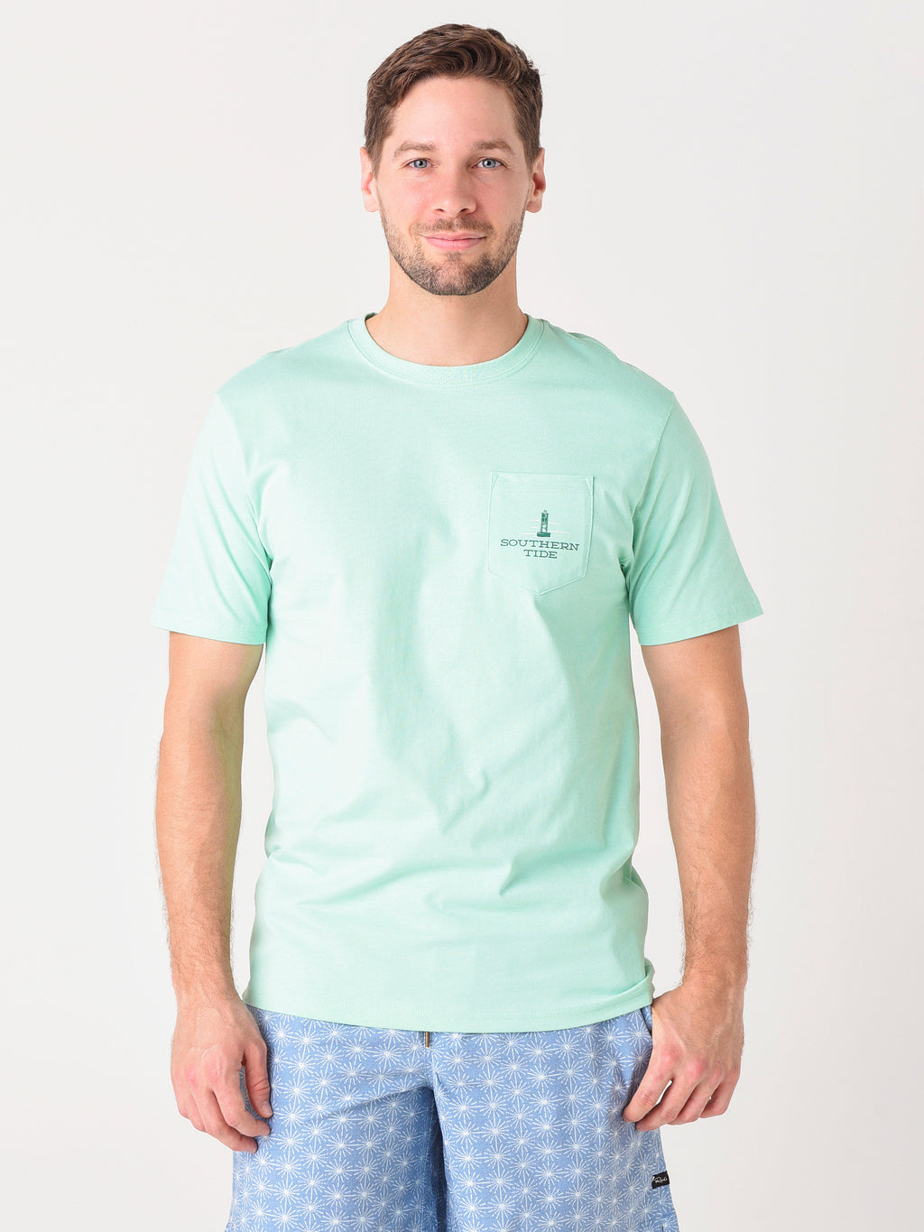 Southern Tide Men's Green Going Gone Triptyc T-Shirt - Saint Bernard