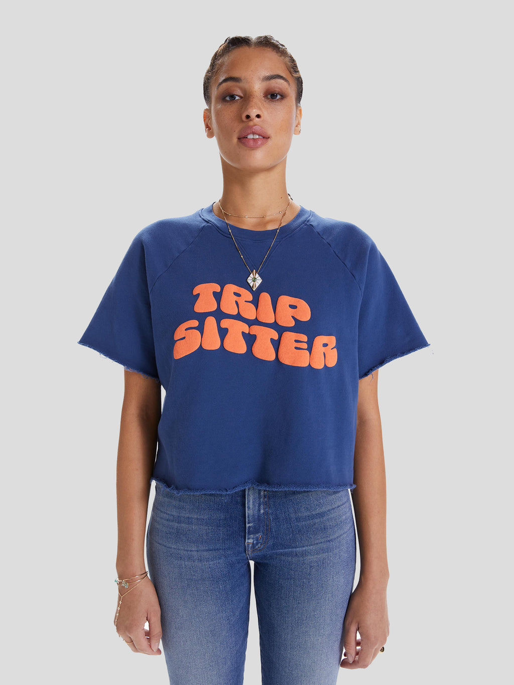 Mother Women's The Loafer Crop Fray Tee - Saint Bernard