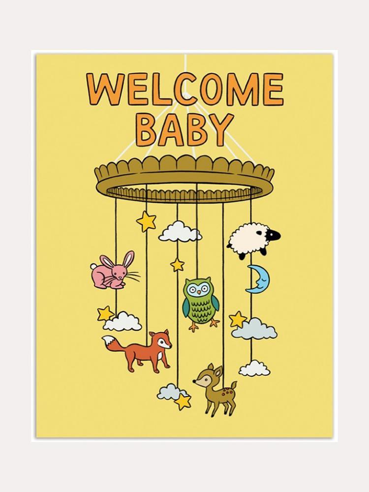 The Found Welcome Baby Mobile Card - Saint Bernard