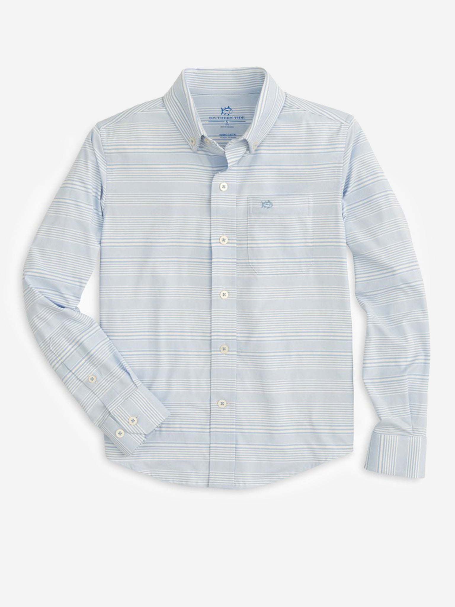 Southern Tide Boys' YLSIC Seaward Stripe Sport Shirt - Saint Bernard