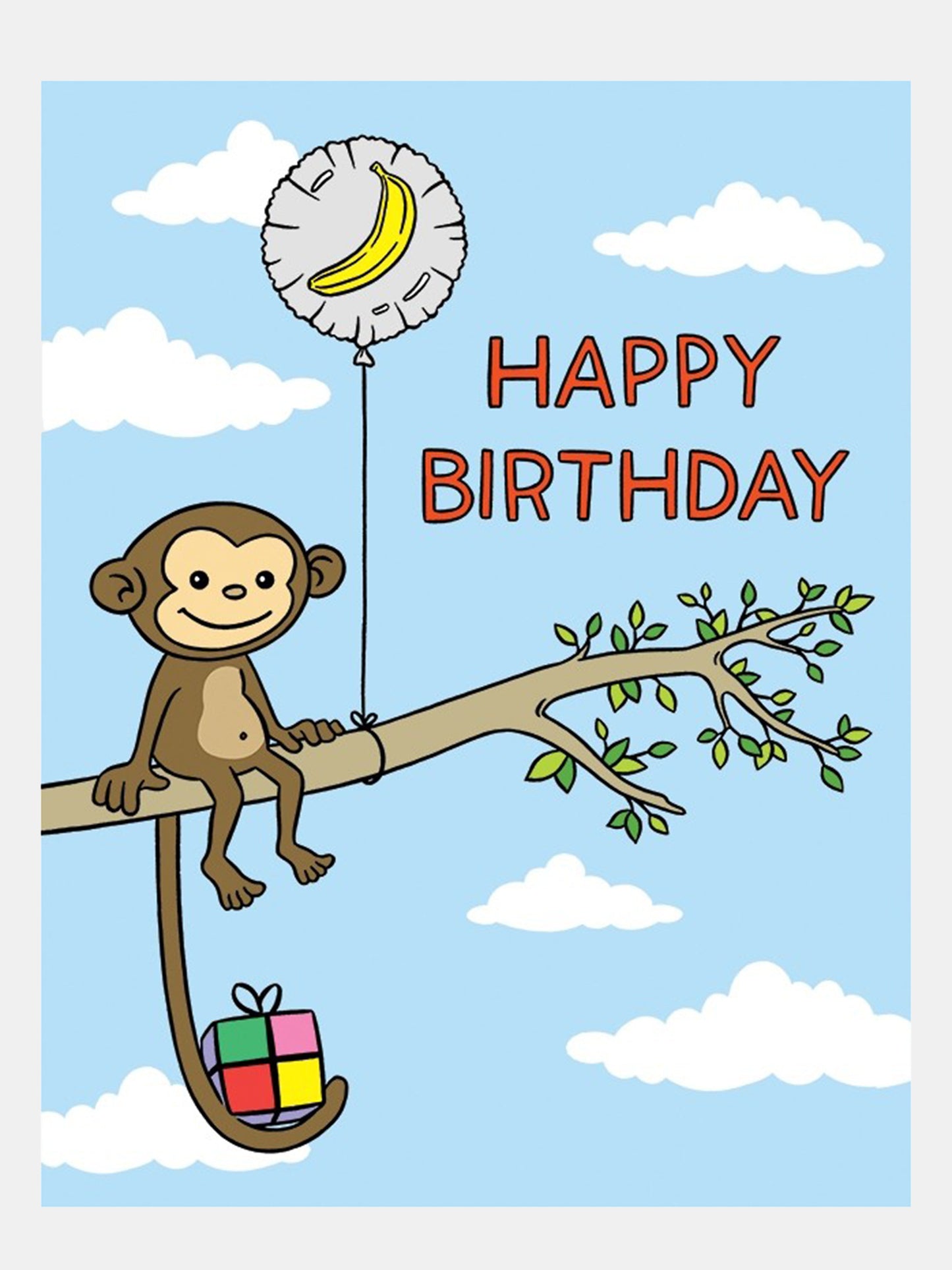 The Found Monkey With Balloon Happy Birthday Greeting Card - Saint Bernard
