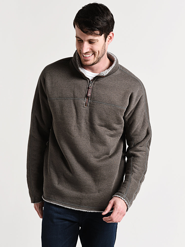 True Grit Men's Heather Fleece & Fur 1/4 Zip Pullover - Saint Bernard