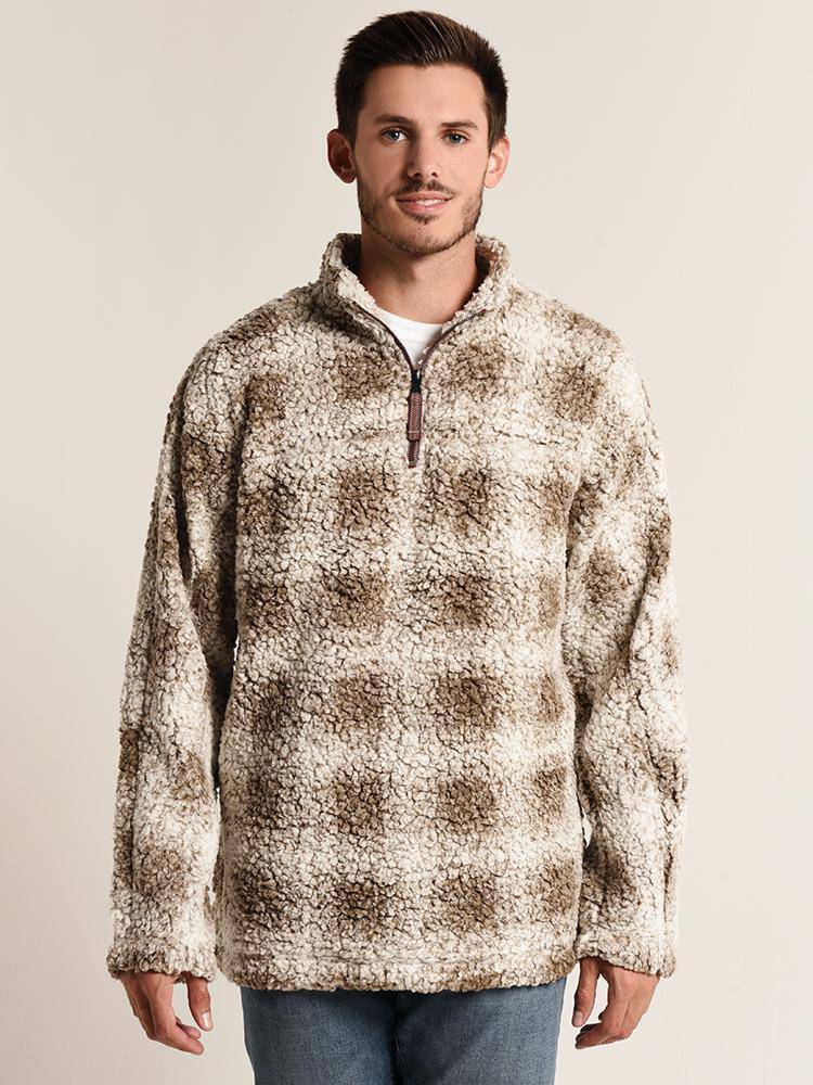 True Grit Men's Tip Shearling Box Plaid 1/4 Zip Pullover - Saint Bernard