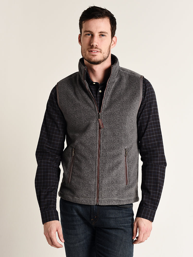 True Grit Herringbone Fleece Zip Vest - Saint Bernard