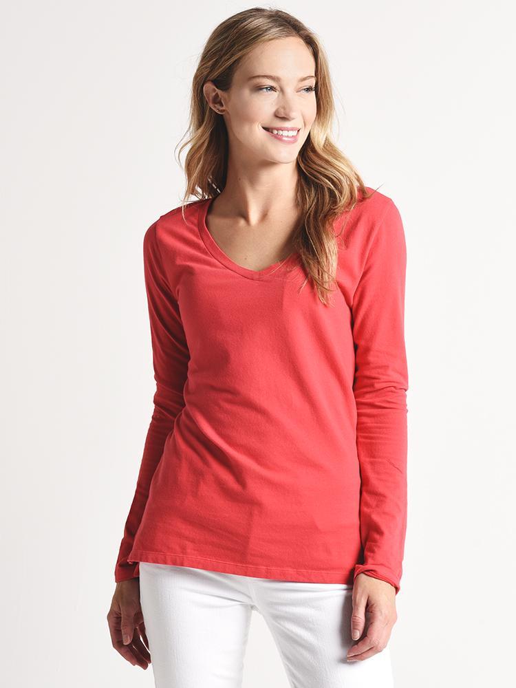 Dylan Effortless Long Sleeve V Neck Tee - Saint Bernard
