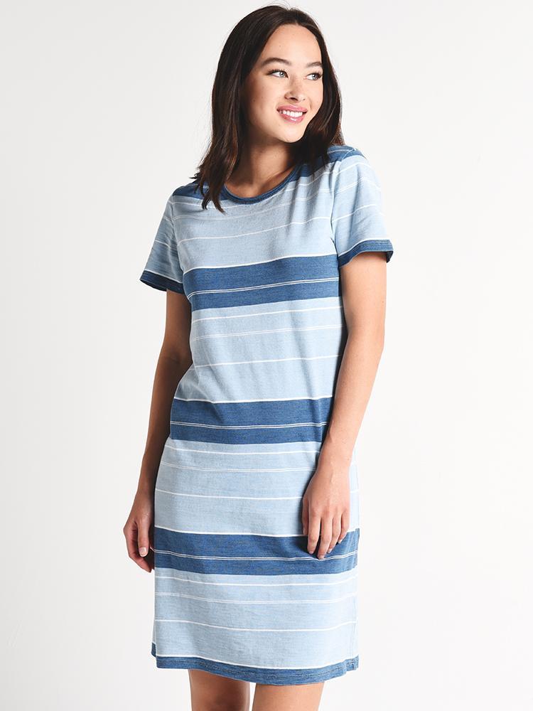 Dylan Newport Rugby Stripe T shirt Dress - Saint Bernard