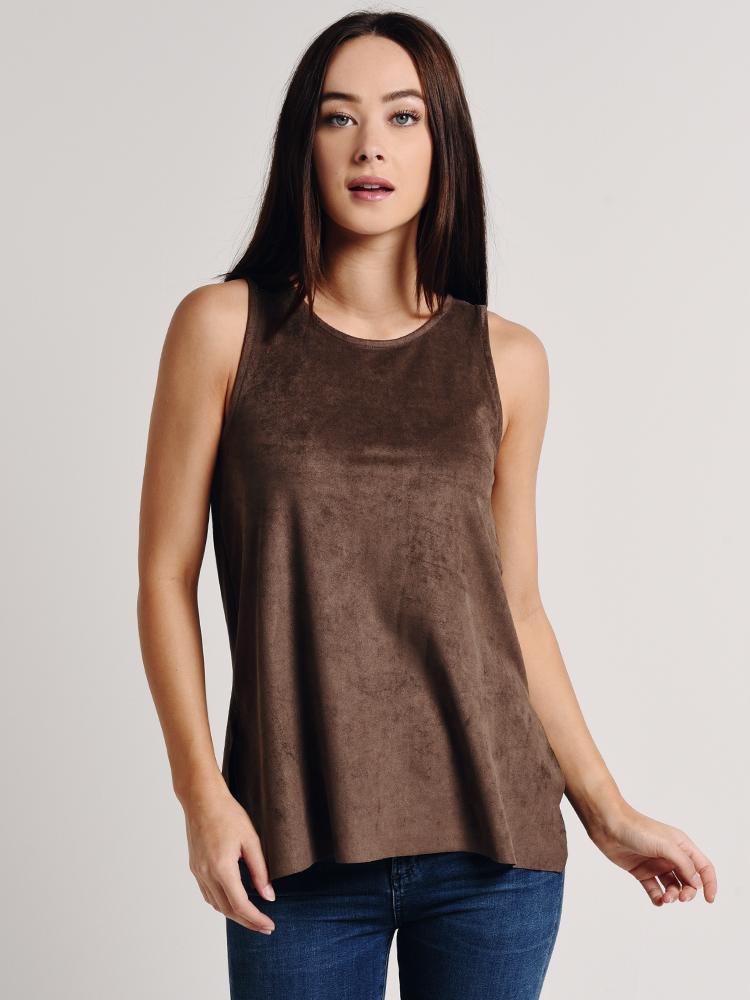 Dylan Bandit Faux Suede Sleeveless Top