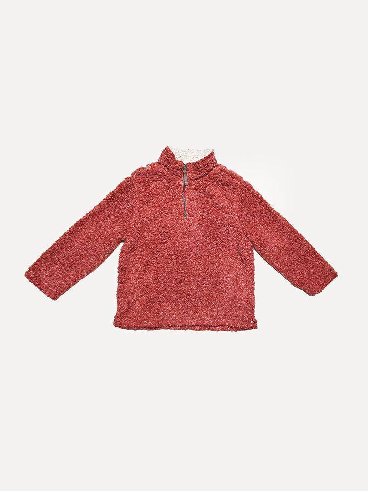 True Grit Boys' Shearling Tipped 1/4 Zip Pullover - Saint Bernard