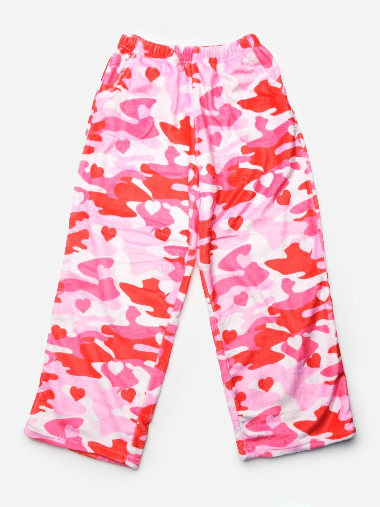Iscream Girl’s Camo Hearts Plush Pants - Saint Bernard