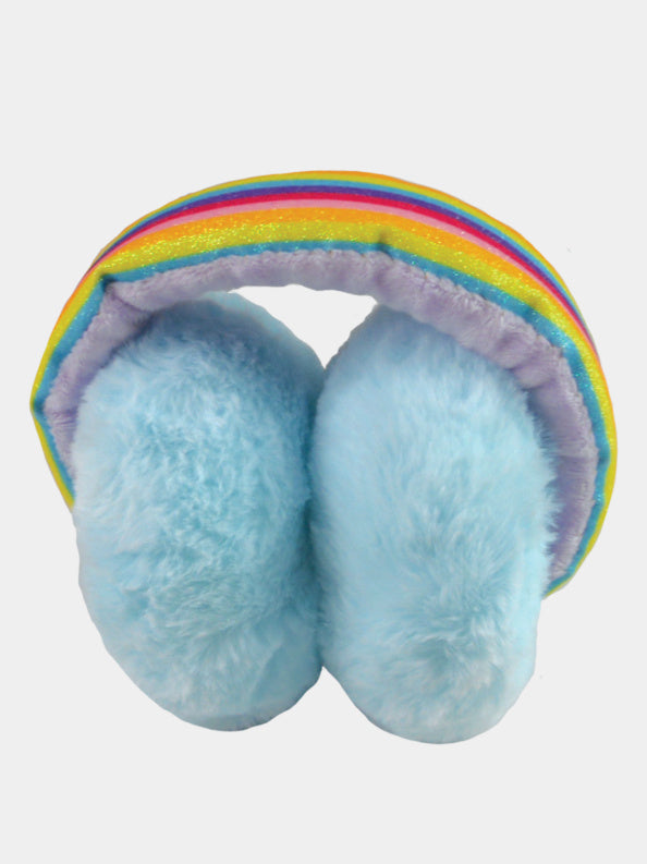 ISCREAM Girls' Rainbow Blue Furry Ear Muff - Saint Bernard