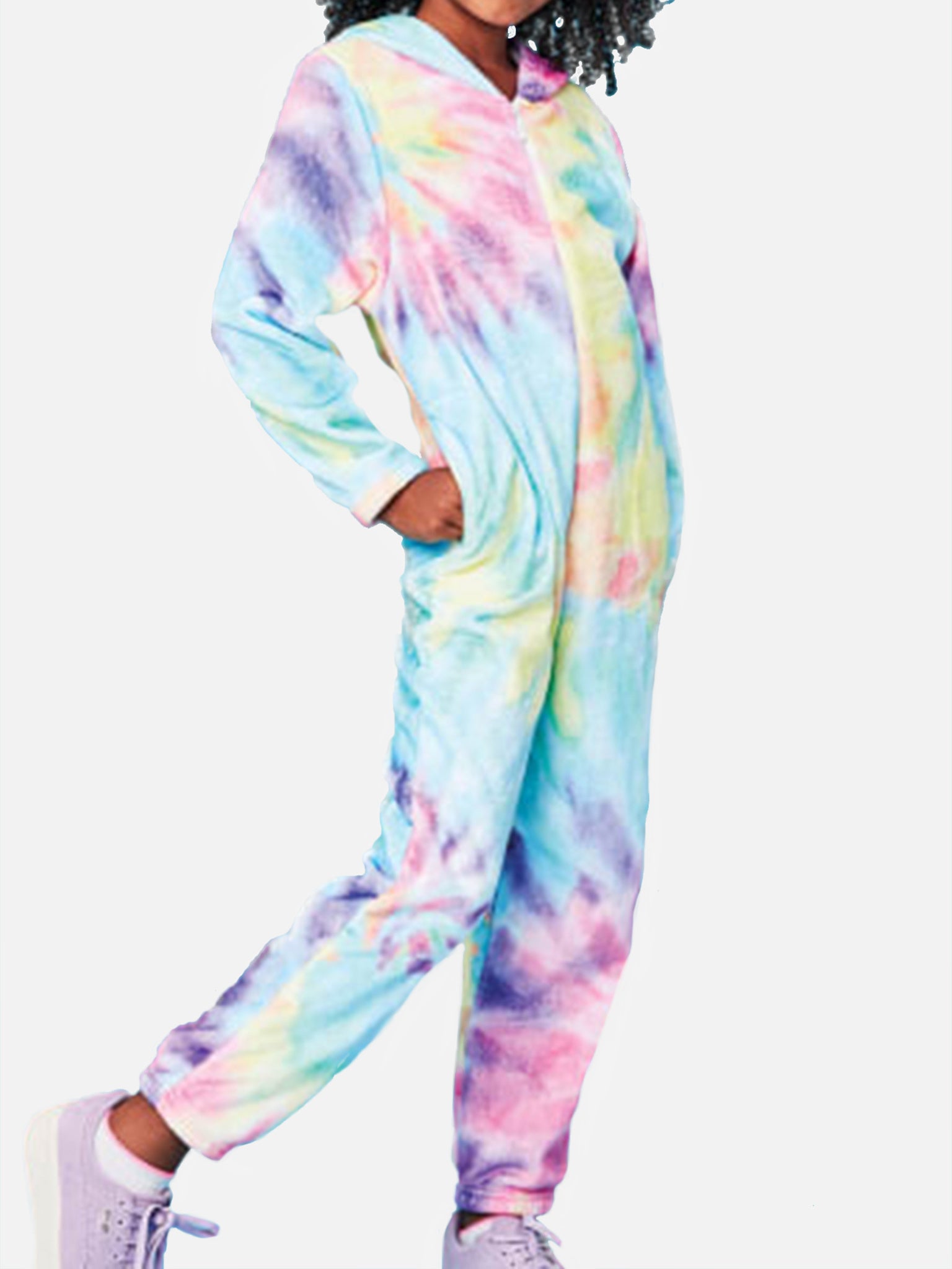 ISCREAM Girls' Pastel Tie-dye Plush Onesie? - Saint Bernard