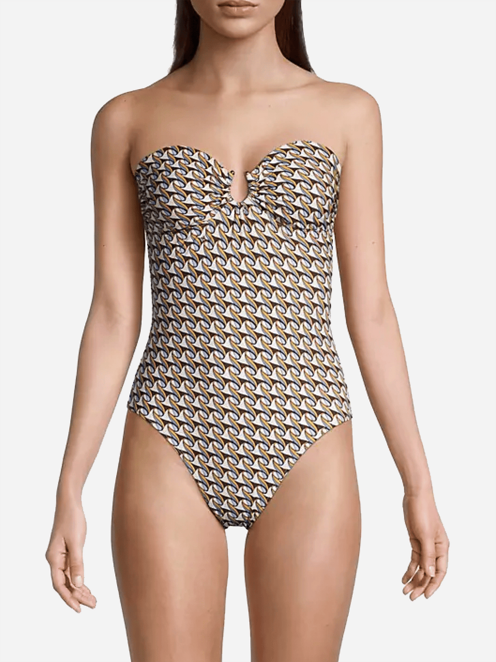 Tory Burch Women's Printed Bandeau One Piece Swimsuit - Saint Bernard