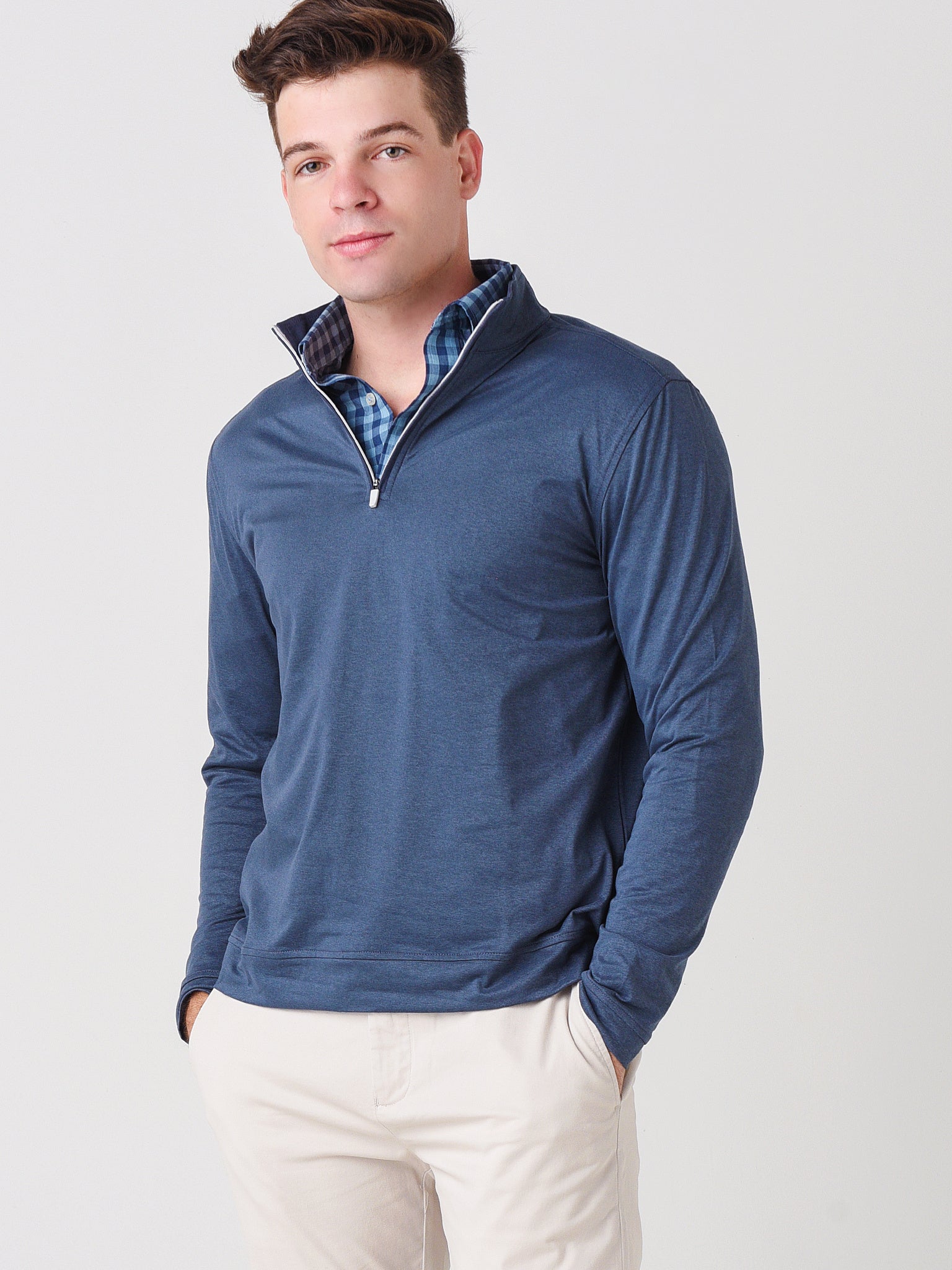 Southern Tide Men's Backbarrier Heather Performance Quarter-Zip Pullover - Saint Bernard