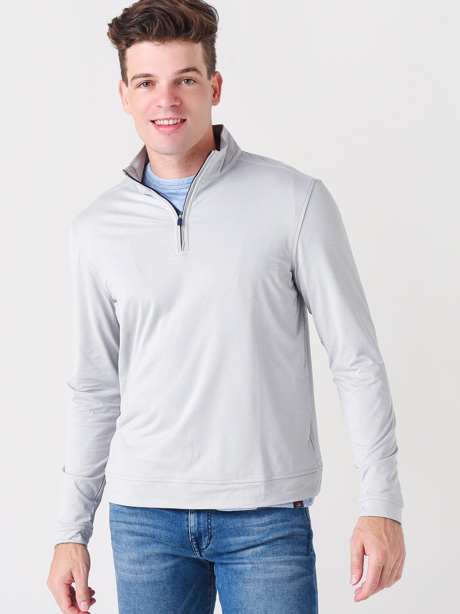 Southern Tide Men's Backbarrier Heather Performance Quarter-Zip Pullover - Saint Bernard