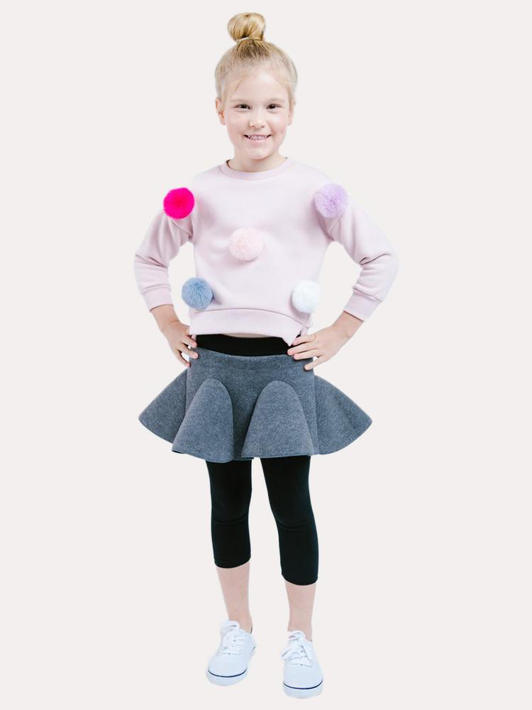 Doe A Dear Girls' Long Sleeve Crewneck Sweater with Large Fuz Balls - Saint Bernard