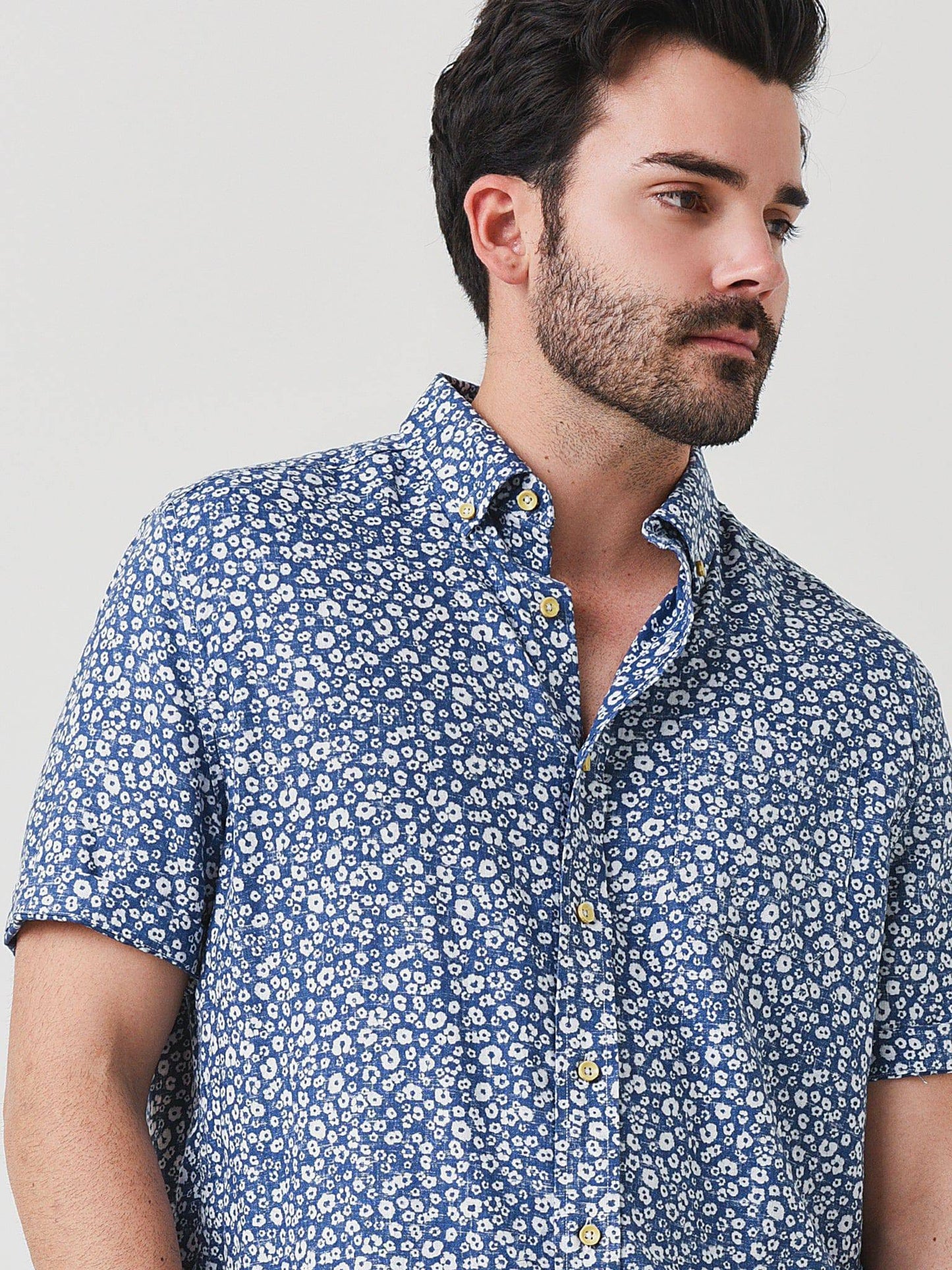 Southern Tide Men's Palermo Printed Short Sleeve Button-Down Shirt - Saint Bernard