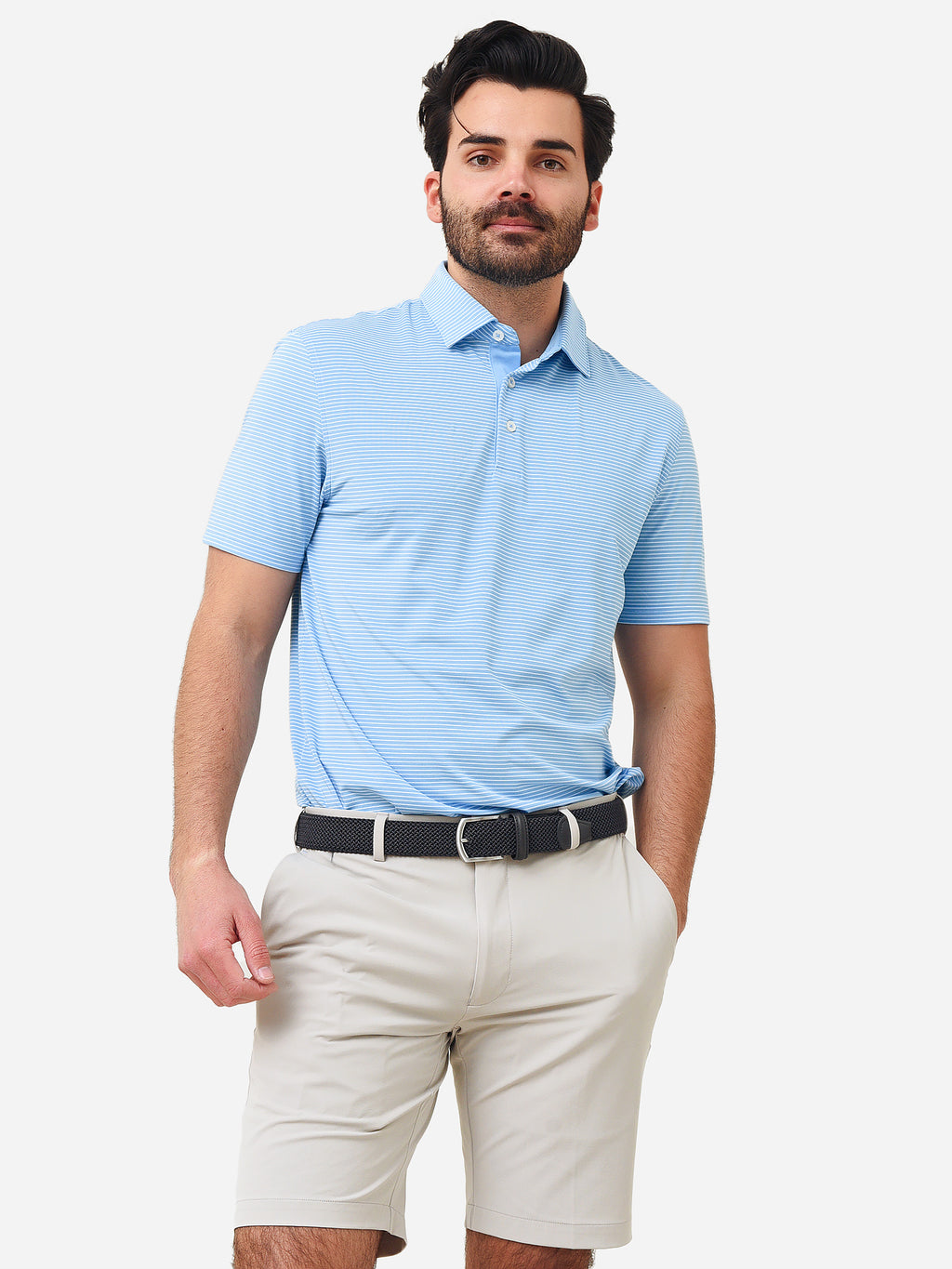 Southern Tide Men's Driver Avast Striped Performance Polo - Saint Bernard