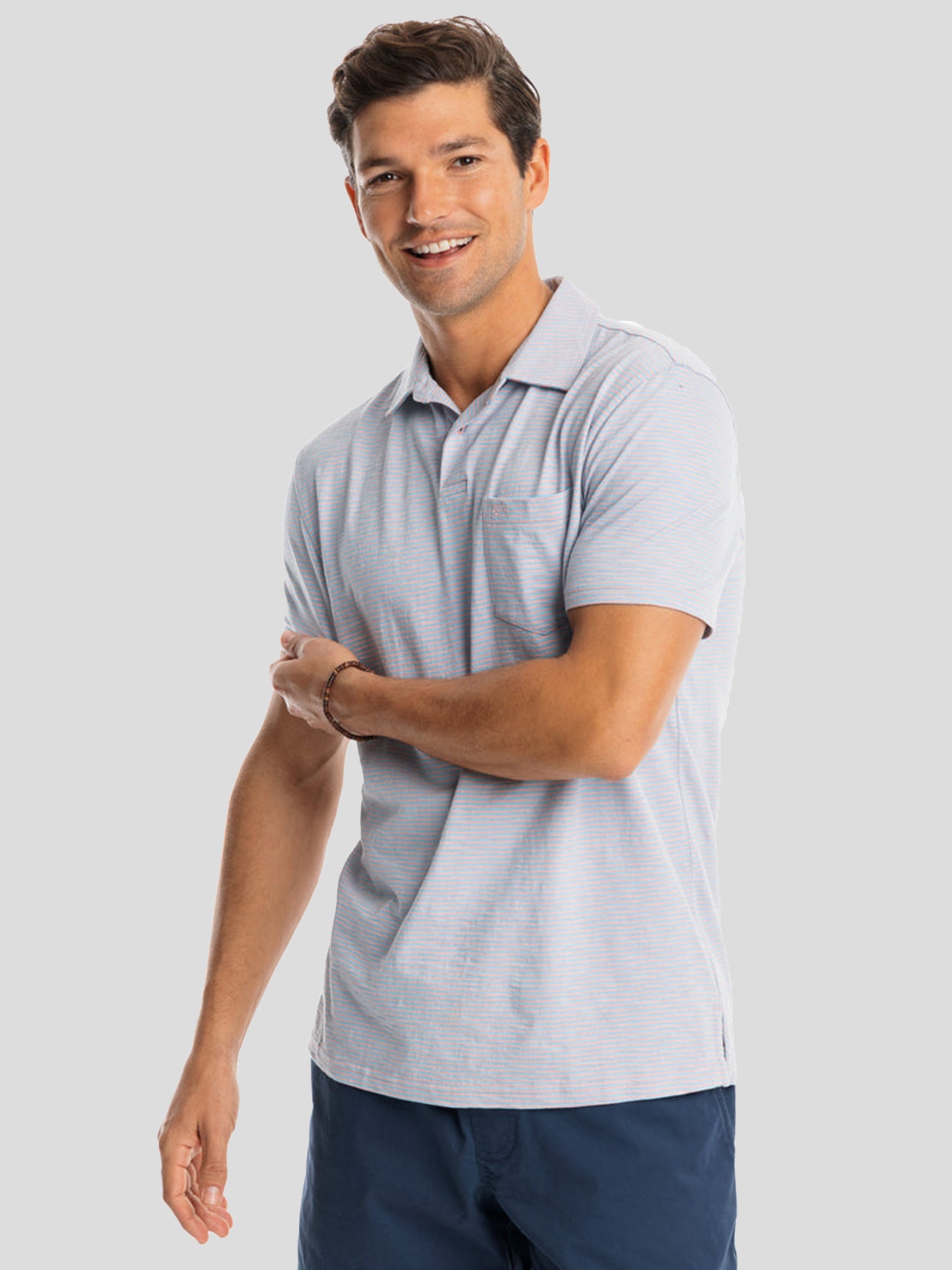 Southern Tide Men's Sun Farer Pilings Striped Polo Shirt - Saint Bernard